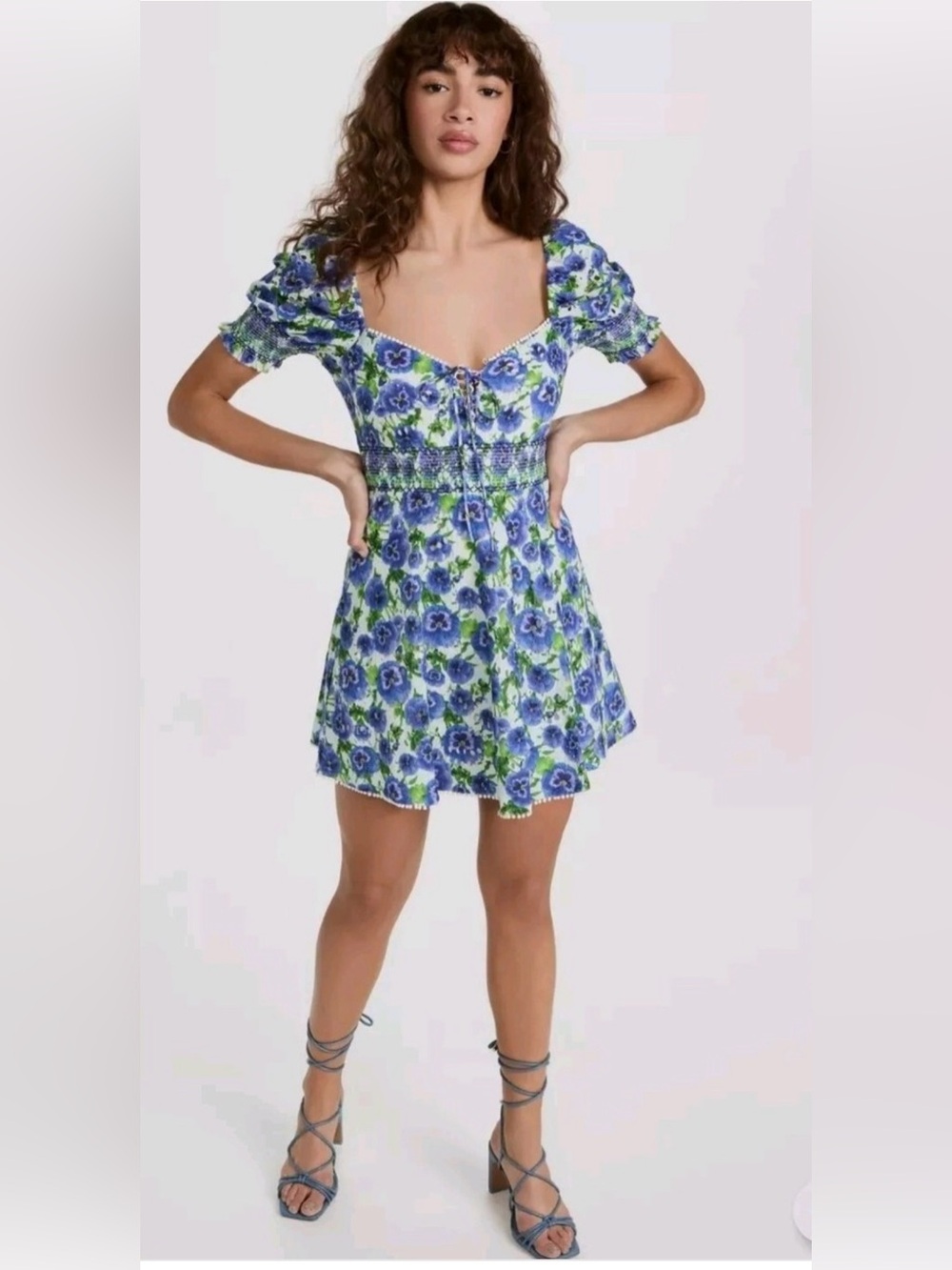 Alice + Olivia Crawford Pansy Floral Puff Sleeve Minidress - Size 0